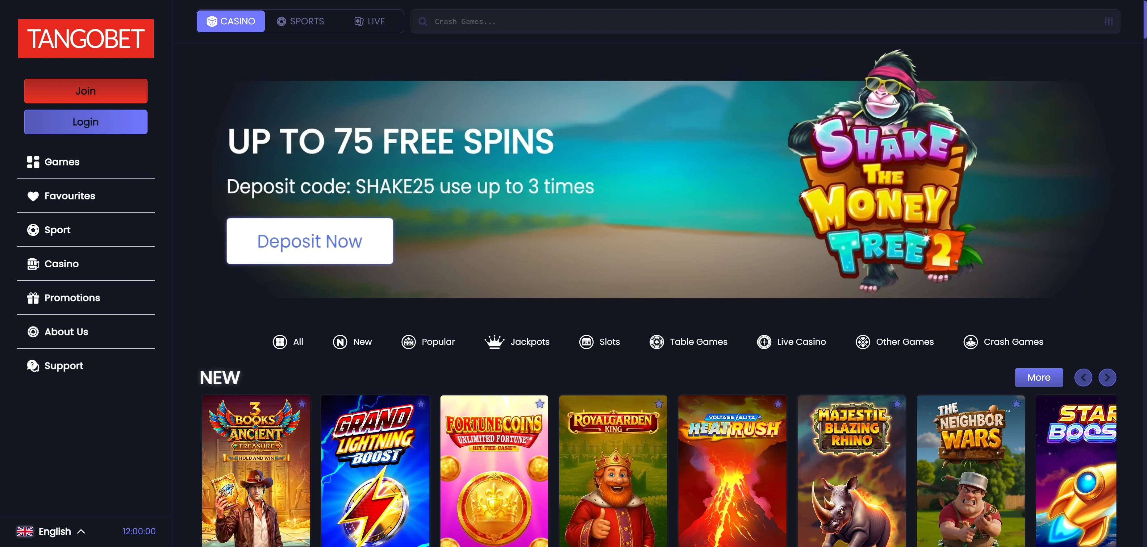 Tangobet Casino Tablet App Preview